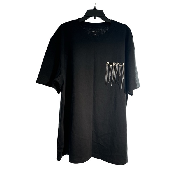 PURPLE BRAND BLACK WORDMARK DRIP JERSEY T-SHIRT SIZE XXL - Picture 1 of 5